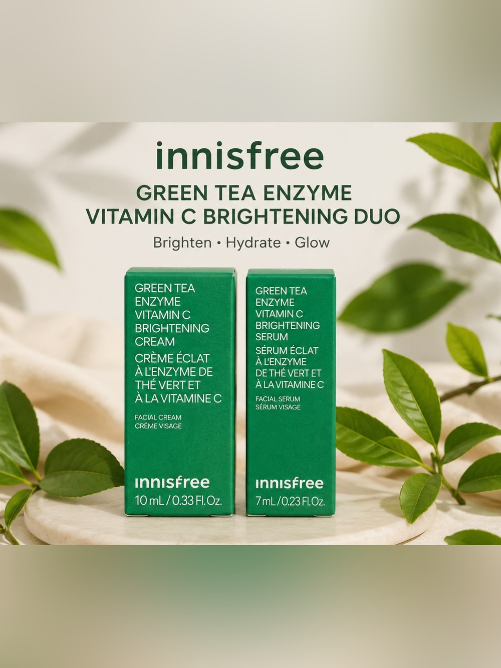 Innisfree Green Tea Enzyme Vitamin C Mini Duo – Serum + Cream | New